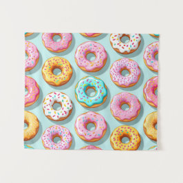 Yummy cream donuts blue wandteppich