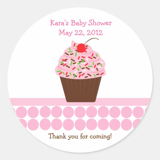 Yummy Cupcake Birthday Baby Dusche Gefälligkeitsau Runder Aufkleber (Vorderseite)