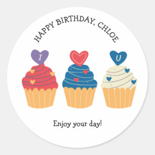 Yummy Cupcakes Birthday Runder Aufkleber