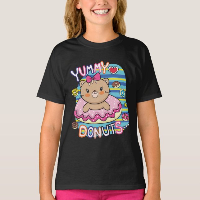Yummy Donuts Baby Cat Niedlich Girl T-Shirt (Vorderseite)