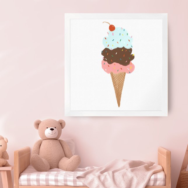 Yummy-Eis-Kegel-Triple-Scoop Poster (Yummy ice cream cone triple scoop poster
)
