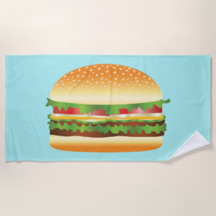 Yummy Hamburger Illustration auf blau Strandtuch