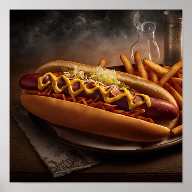 Yummy Hot Dog Kitchen Wall Art Poster (Vorne)