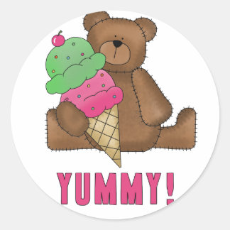 Yummy Ice Cream Bär Runder Aufkleber