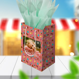Yummy Ice Cream Foto Dunkelrosa Mittlere Geschenktüte