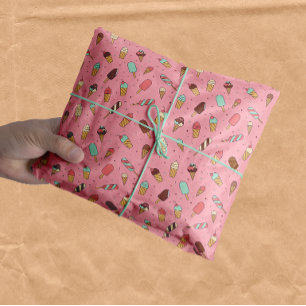Yummy Ice Cream Pattern Erdbeere Rosa Seidenpapier