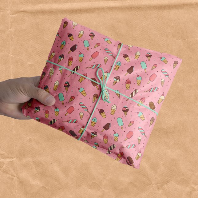 Yummy Ice Cream Pattern | Erdbeere Rosa Seidenpapier (Von Creator hochgeladen)