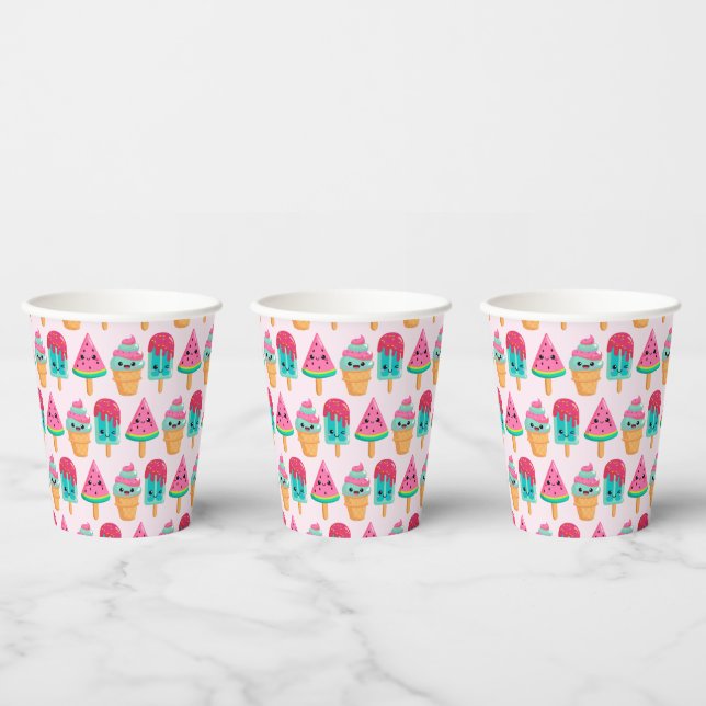 Yummy Ice Cream Trio Summer Pattern Pappbecher (Multi)