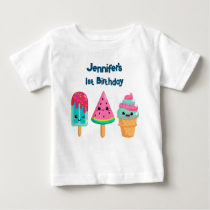 Yummy Ice Cream Trio Summer Vibe 1. Geburtstag Baby T-shirt