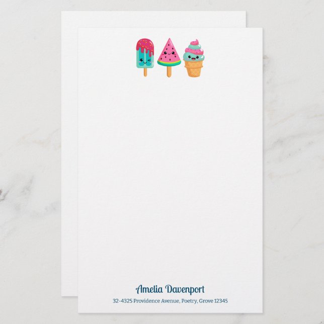 Yummy Ice Cream Trio Summer Vibe Briefpapier (Vorne/Hinten)
