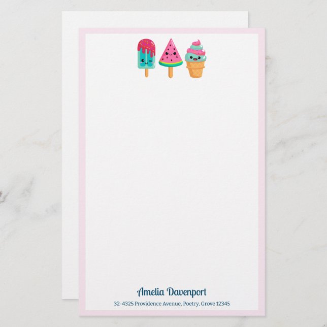 Yummy Ice Cream Trio Summer Vibe Briefpapier (Vorne/Hinten)