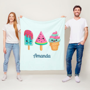 Yummy Ice Cream Trio Summer Vibe Fleecedecke