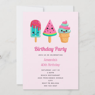 Yummy Ice Cream Trio Summer Vibe Geburtstag Einladung