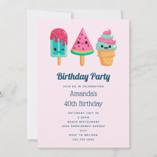 Yummy Ice Cream Trio Summer Vibe Geburtstag Einladung