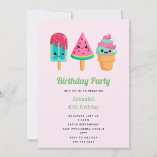 Yummy Ice Cream Trio Summer Vibe Geburtstag Einladung