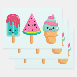 Yummy Ice Cream Trio Summer Vibe Geschenkpapier Set