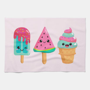 Yummy Ice Cream Trio Summer Vibe Geschirrtuch