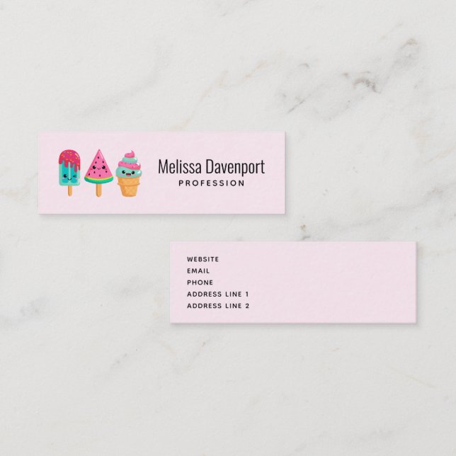 Yummy Ice Cream Trio Summer Vibe Mini Visitenkarte (Vorne/Hinten)