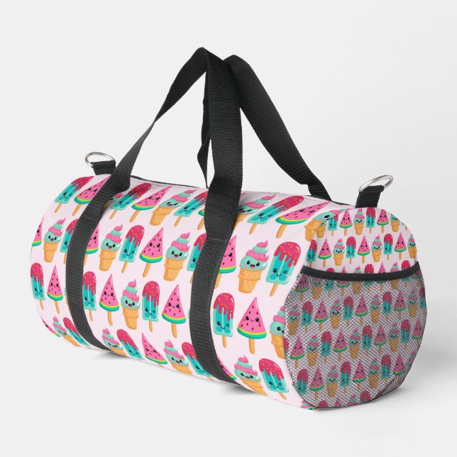 Yummy Ice Cream Trio Summer Vibe Pattern Duffle Bag (Rechte Ecke)