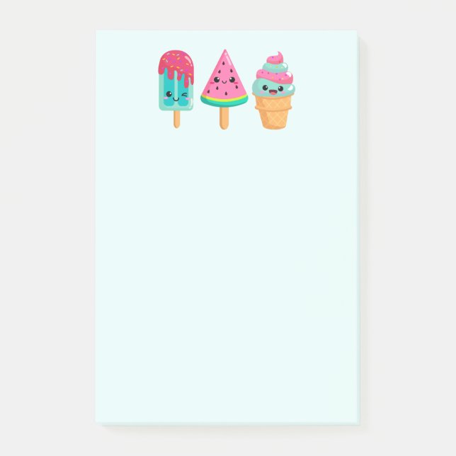 Yummy Ice Cream Trio Summer Vibe Post-it Klebezettel (Vorderseite)
