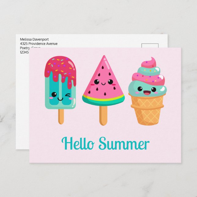 Yummy Ice Cream Trio Summer Vibe Postkarte (Vorne/Hinten)