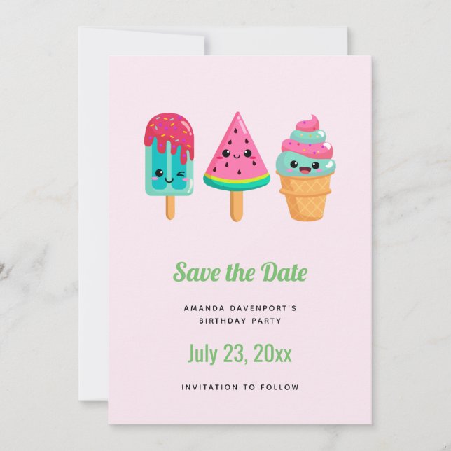 Yummy Ice Cream Trio Summer Vibe Save The Date (Vorderseite)