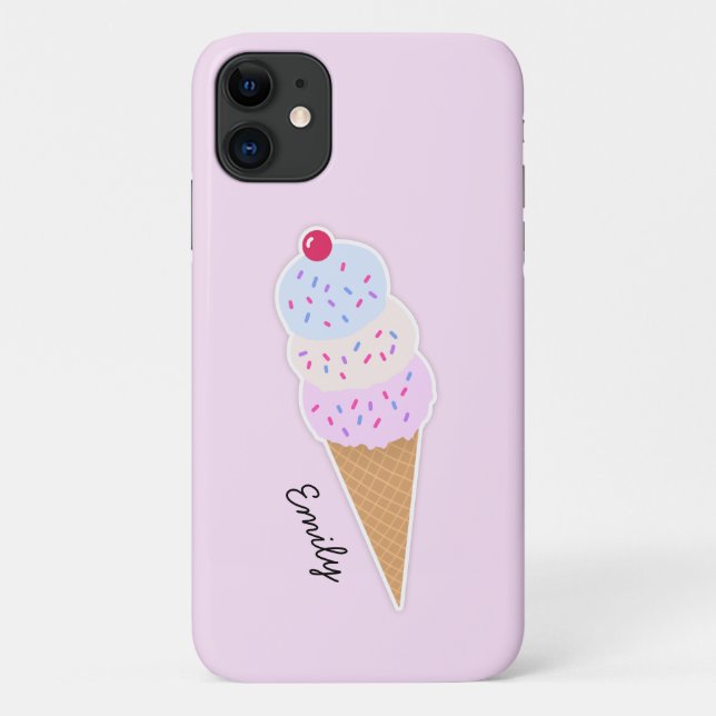 Yummy Icecream Cone Personalisiert iPhone Case (Rückseite)