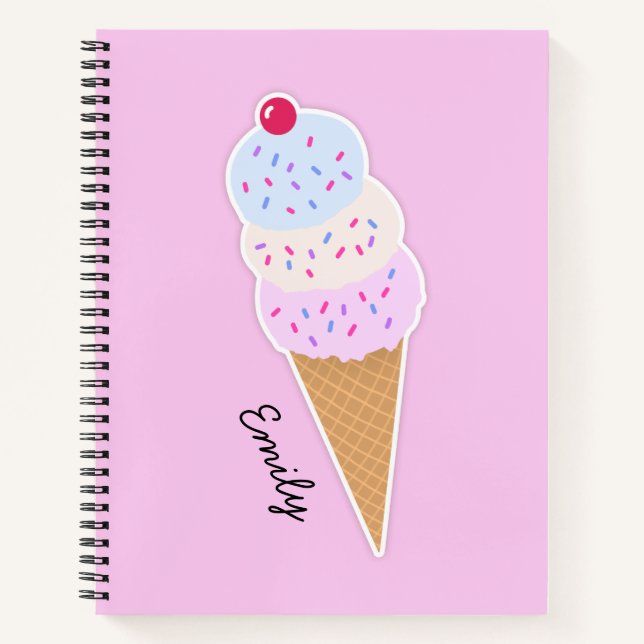 Yummy Icecream Cone Personalisiert Spiral Notebook Notizbuch (Vorderseite)