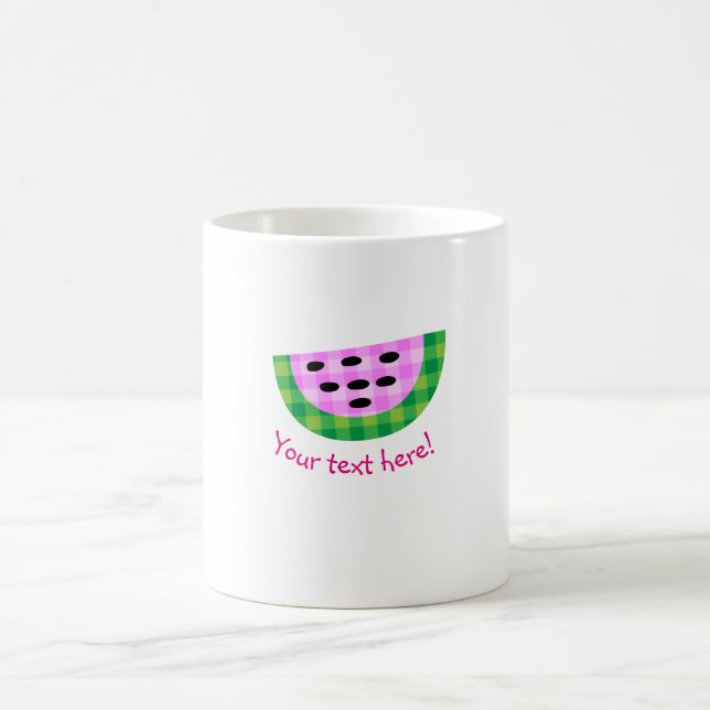 Yummy karierte Wassermelone-Scheibe-Neonikone Kaffeetasse (Mittel)