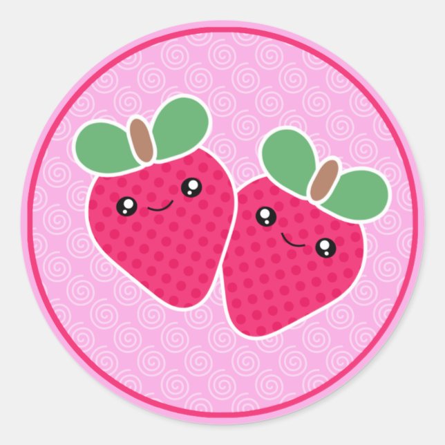 Yummy Leckereien Strawberry Kawaii Stickers (Vorderseite)