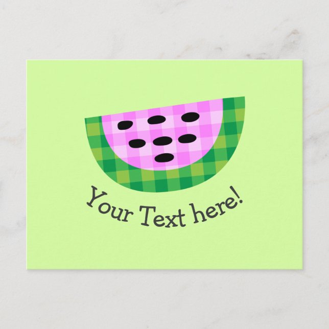 Yummy Neon Kariert Watermelon Slice Icon Postkarte (Vorderseite)