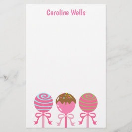 Yummy Pink Cake Pops Personalisiert Stationery Briefpapier