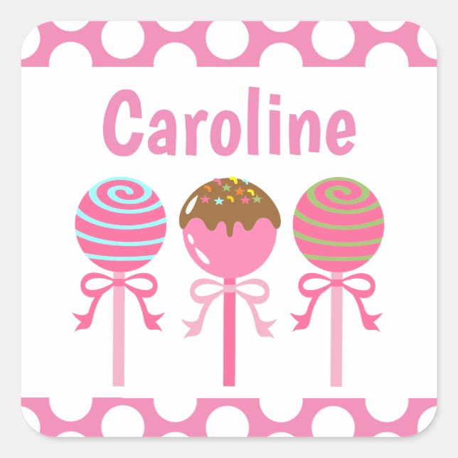Yummy Pink Cake Pops Personalisiert Stickers (Vorderseite)