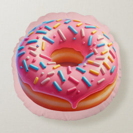 Yummy Pink Donut mit Sprinklern Aufkleber Rundes Kissen