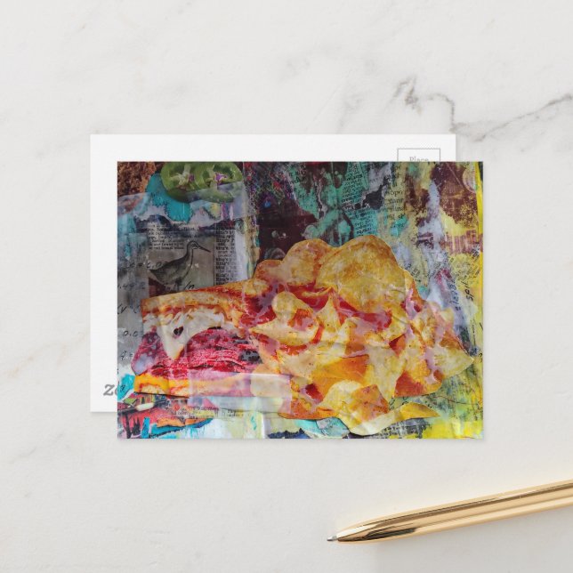 yummy sandwich and chips junk journal Collage Postkarte (Vorderseite/Rückseite Beispiel)