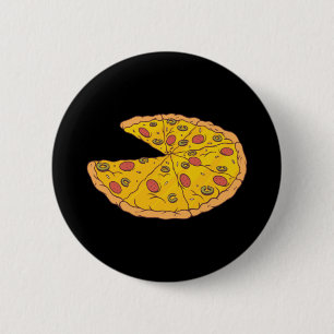 Yummy Sliced Pizza Cartoon Design Button