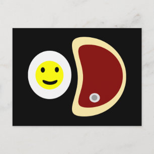 Yummy Steak und Eier Postkarte