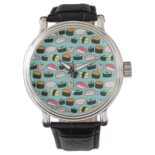Yummy Sushi Fun Illustriertes Muster Armbanduhr
