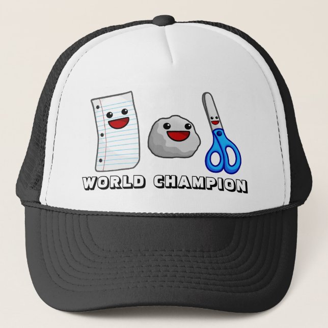 Yummys Papierfelsen Scissors Weltmeister-Hut!!! Truckerkappe (Vorderseite)