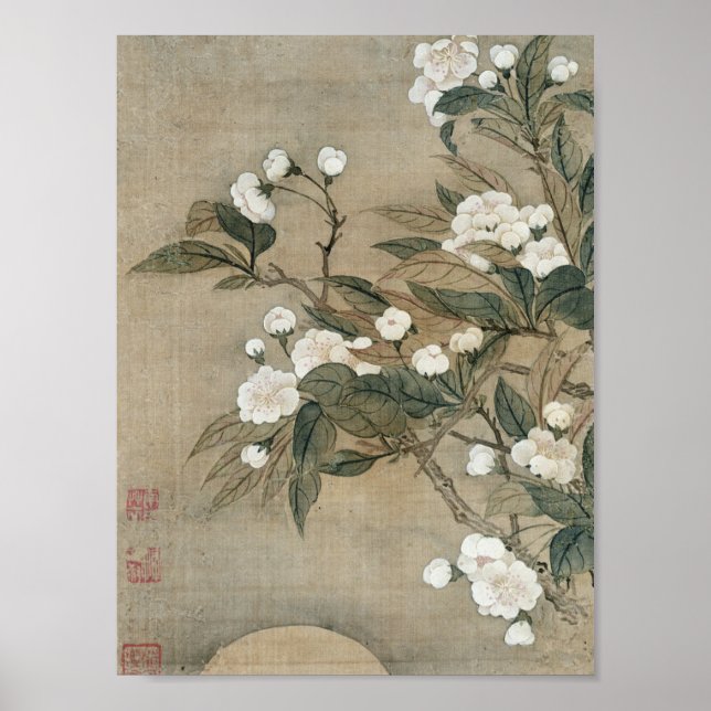 Yun Shouping - Birnenblüten und Mond Poster (Vorne)