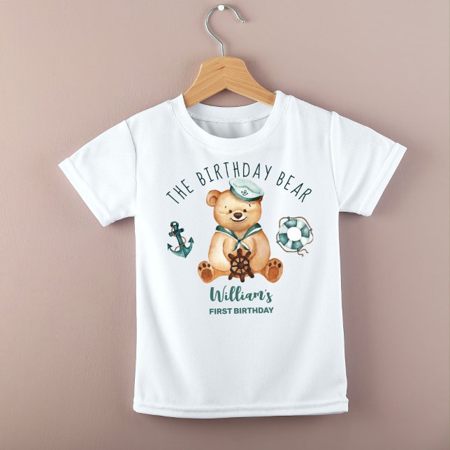 Yunge nautische Teddy Bär Party Brauch Baby T-shirt (Von Creator hochgeladen)