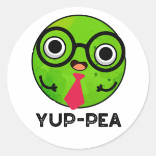 Yup-pea Funny Yuppie Veggie Pea Pun Runder Aufkleber