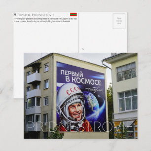 Yuri-Gagarin-Wandbild, Tiraspol, Priednestrovie Re Postkarte