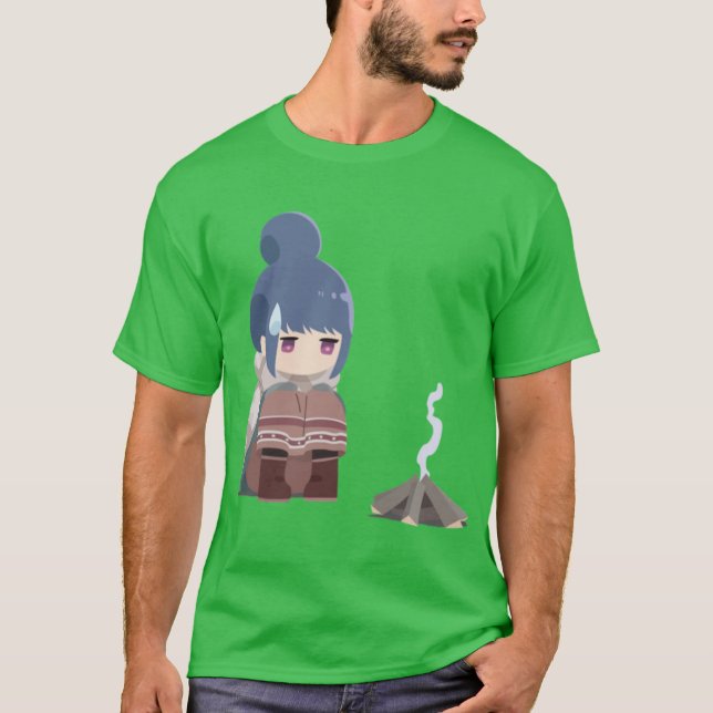 Yuru Camp Lagerfeuer Rin T-Shirt (Vorderseite)