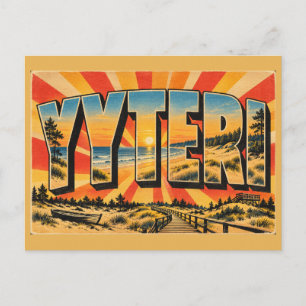 Yyteri Dünenstrand Vintage Reise Kunst Postkarte