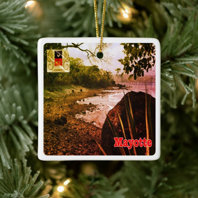 Z003 MAYOTTE, Strand, Afrika, Keramikornament (Baum)