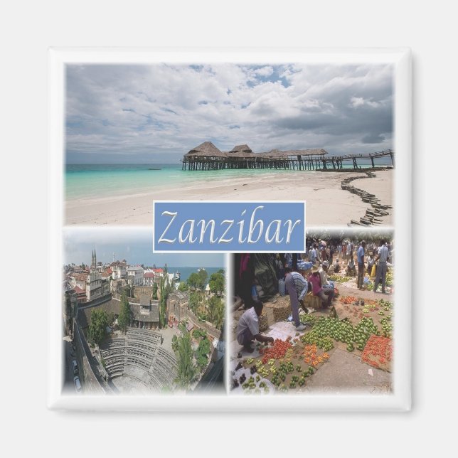Z017 ZANZIBAR, Mosaik, Tansania, Afrika, Kühlschra Magnet (Vorne)