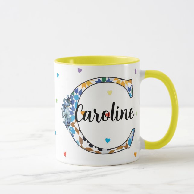 Z8-C Monogram Mug – Geometric & Floral Elegance Tasse (Rechts)