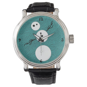 Z Anpassbare Whimsical Winter Snowman Time Piece Armbanduhr
