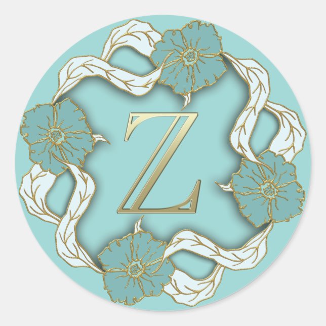 Z-Aufkleber in Monogramm Runder Aufkleber (Vorderseite)